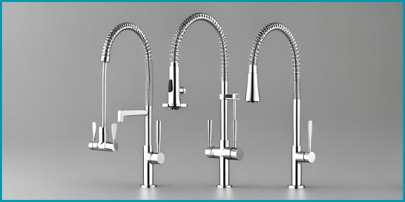 GIMILI with Pull Down spray nozzle, Commercial Double-Headed Stainless Steel Kitchen Faucets